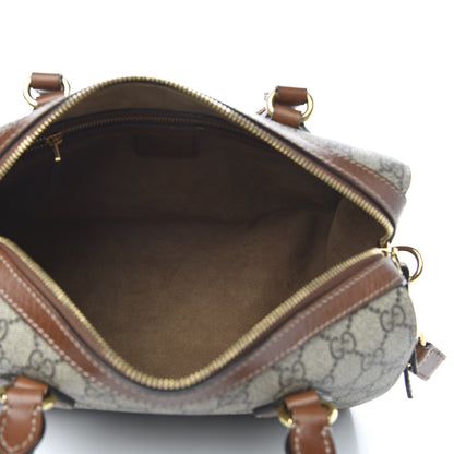 Gucci GG Supreme Monogram Cuoio Toscano Small Boston Beige Ebony Cuir 4 of 10
