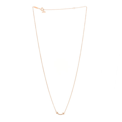 Tiffany 18K Rose Gold Diamond Mini T Smile Pendant Necklace 3 of 5