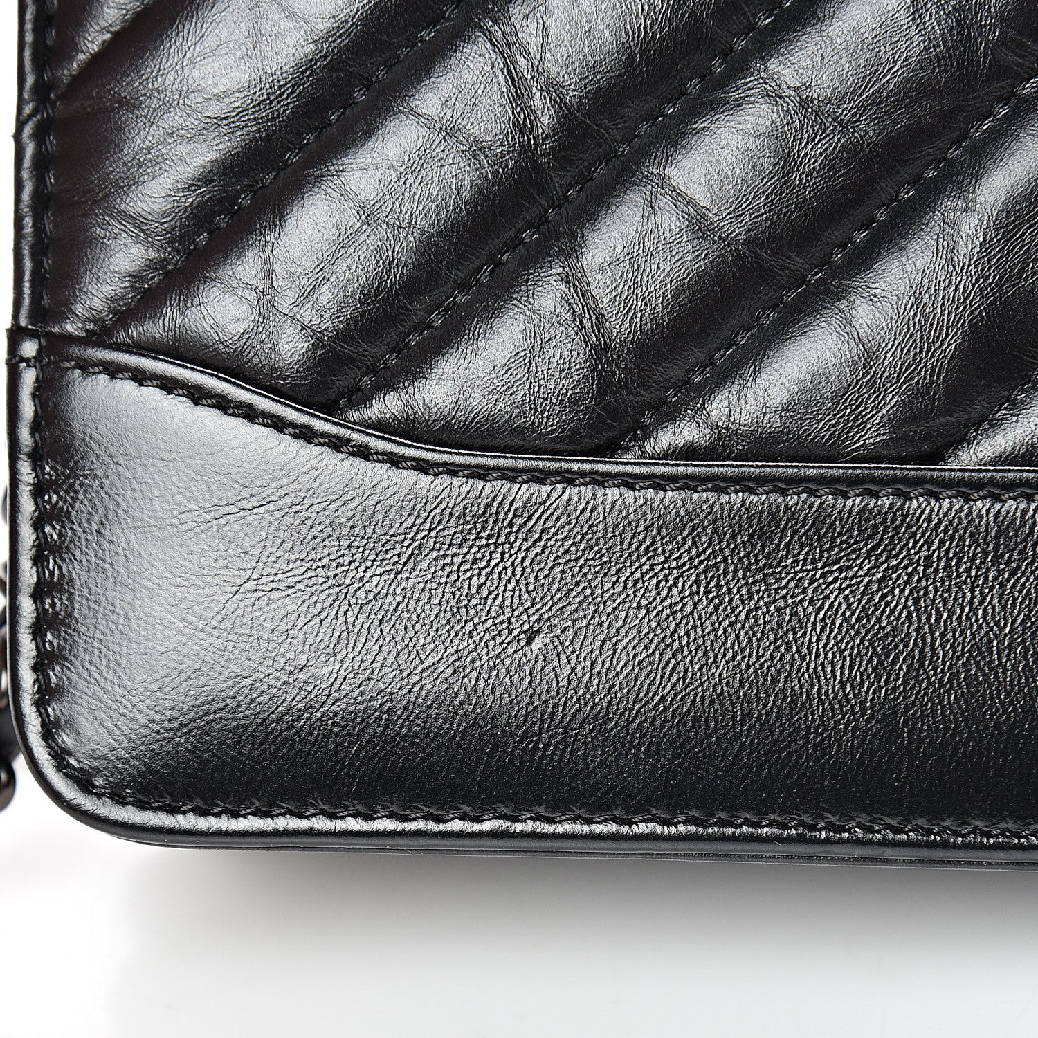Chanel Aged Calfskin Chevron Quilted Gabrielle Wallet On Chain WOC Black 15 of 16