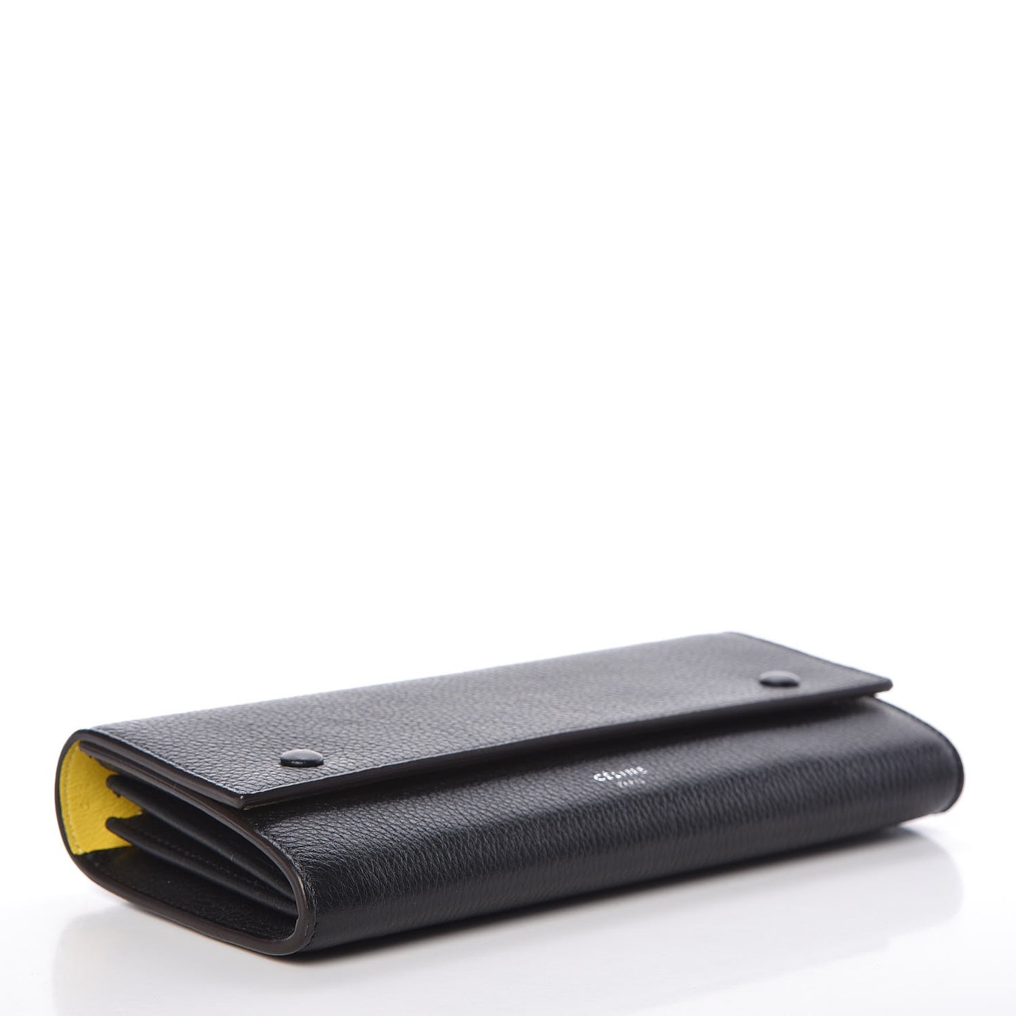 Drummed Calfskin Large Multifunction Flap Wallet Black