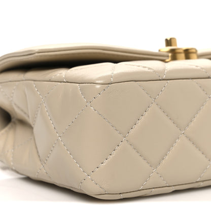 Chanel Shiny Lambskin Quilted Mini Flap Beige 9 of 10