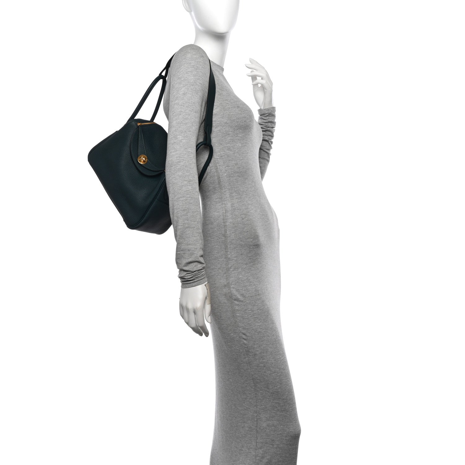 Hermes Taurillon Clemence Lindy 26 Vert Cypress 2 of 11