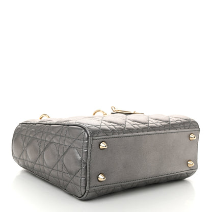 Christian Dior Lambskin Cannage Small My ABCDior Lady Dior Metallic Grey 4 of 12
