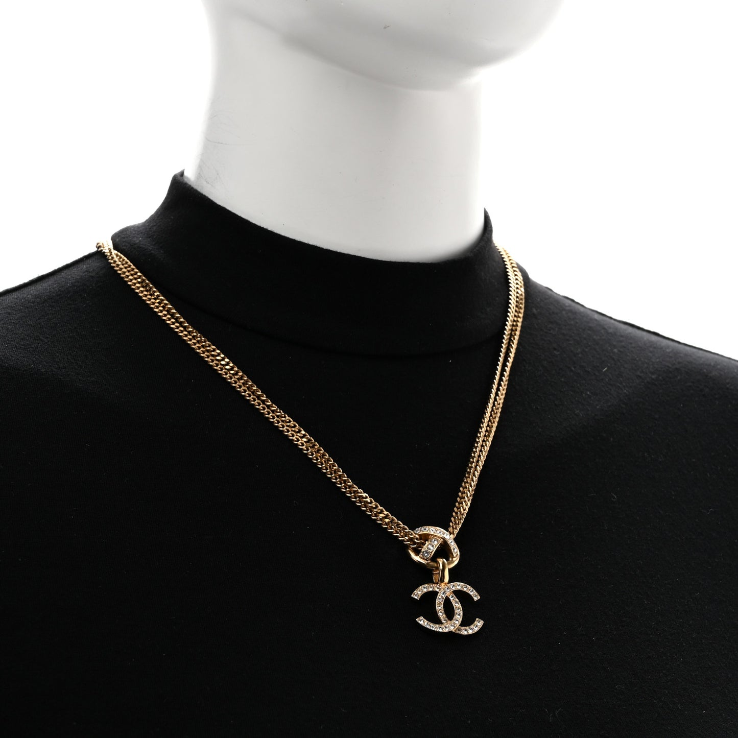Crystal CC X Drop Multi Strand Necklace Gold