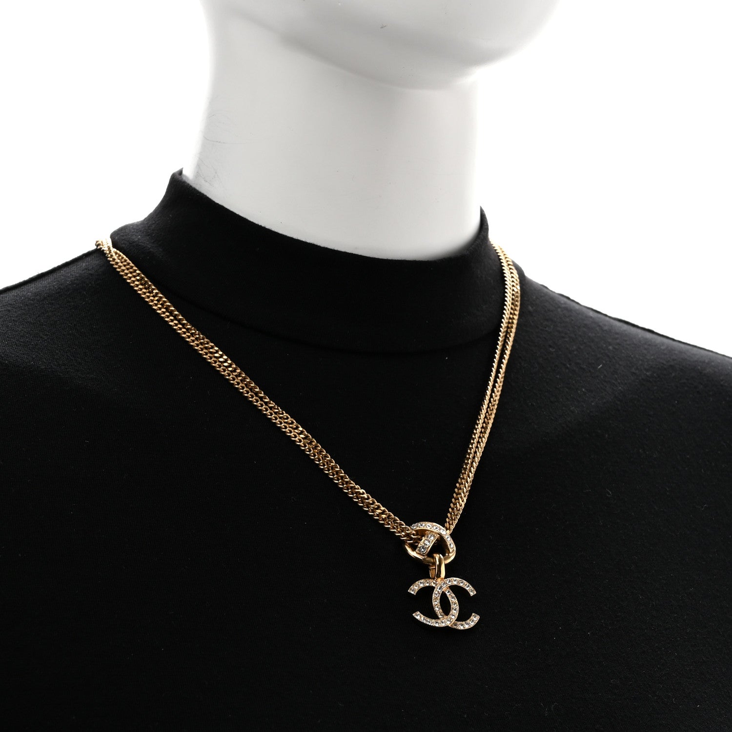 Chanel Crystal CC X Drop Multi Strand Necklace Gold 2 of 7