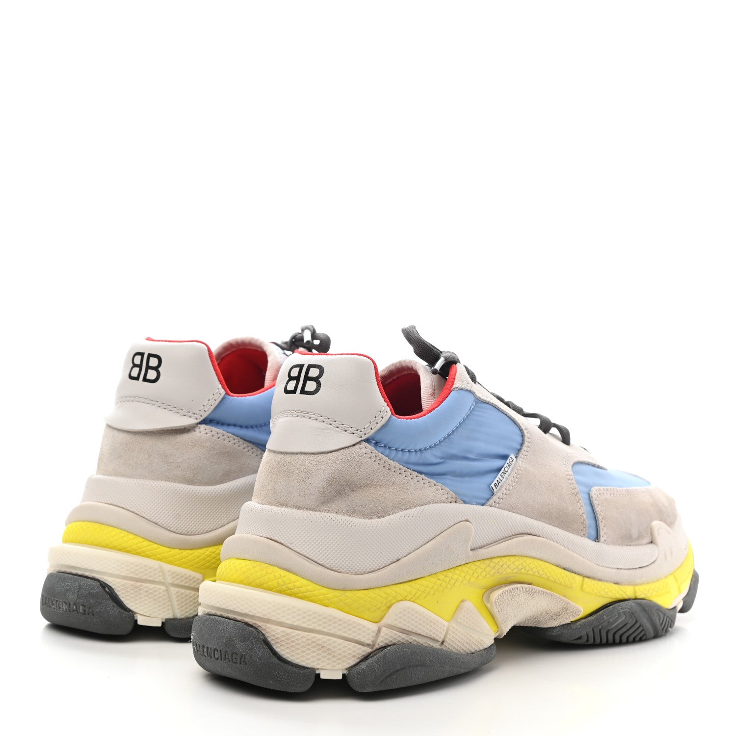 Balenciaga Nylon Suede Womens Triple S 2.0 Sneakers 42 Gris Bleu Rouge 4 of 8