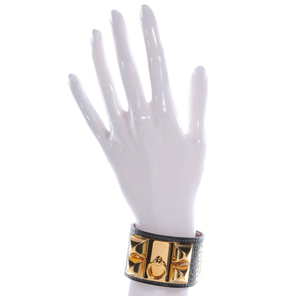Hermes Matte Alligator Collier De Chien CDC Bracelet S Graphite 2 of 7
