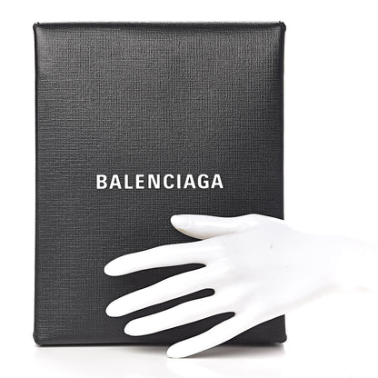 Balenciaga Squared Calfskin Logo Shopping Envelope Clutch Black 2 of 8