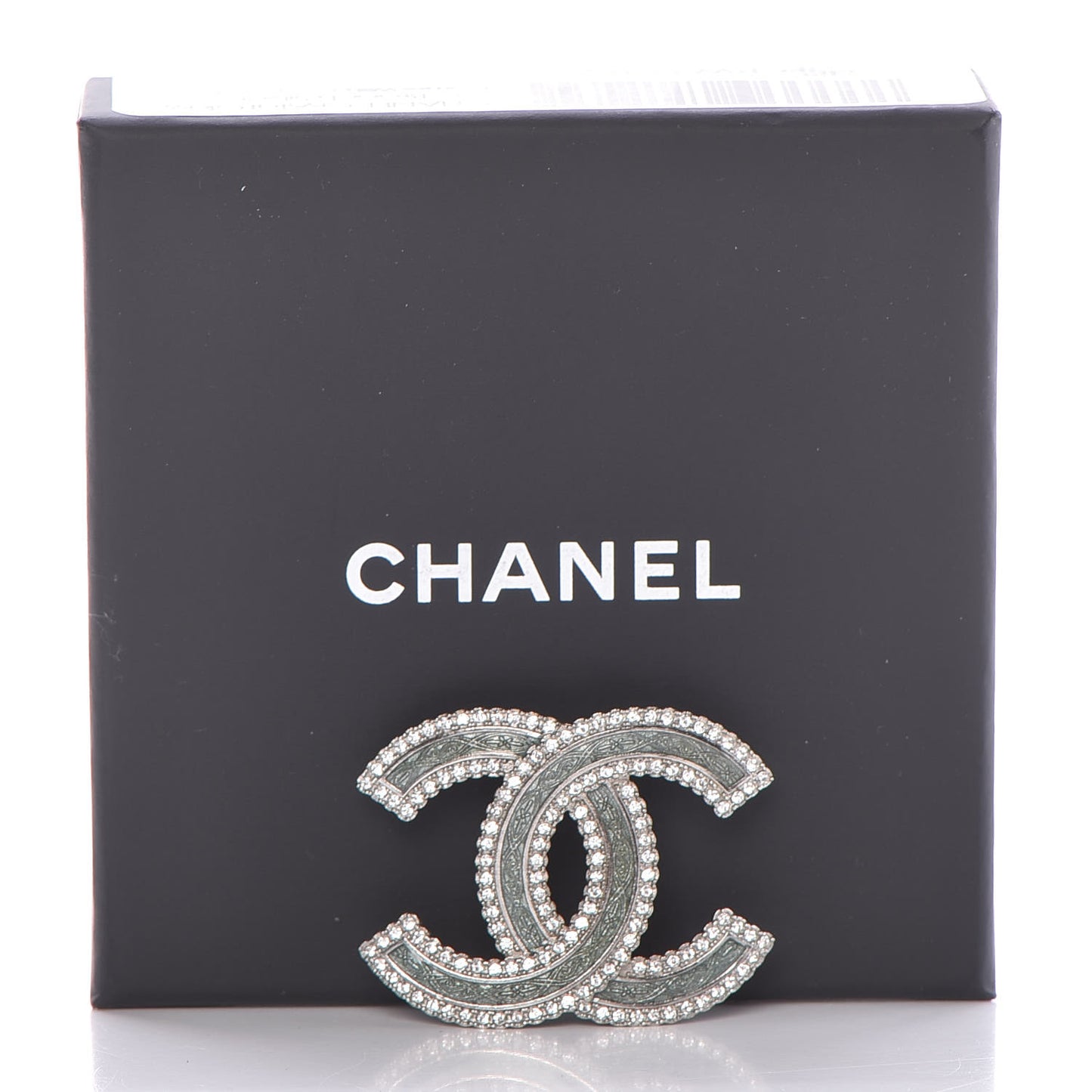 Crystal Glass CC Brooch Silver