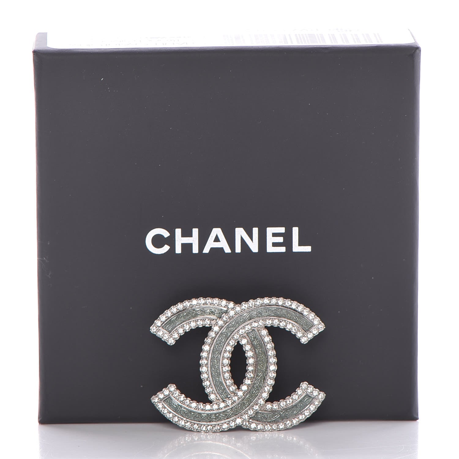 Chanel Crystal Glass CC Brooch Silver 6 of 6