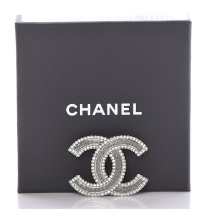 Chanel Crystal Glass CC Brooch Silver 6 of 6