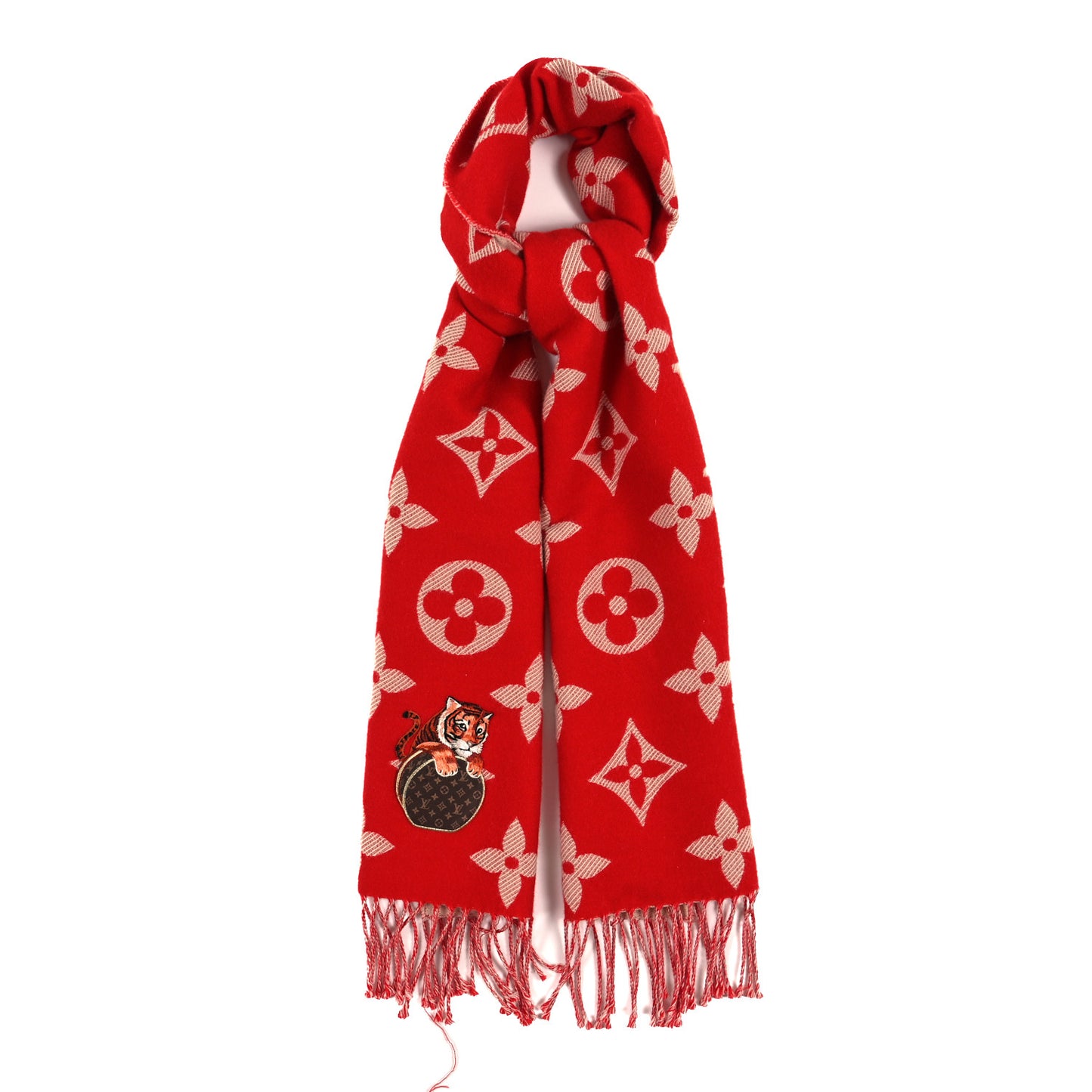 Cashmere Monogram Rodeo Reykjavik Scarf Red