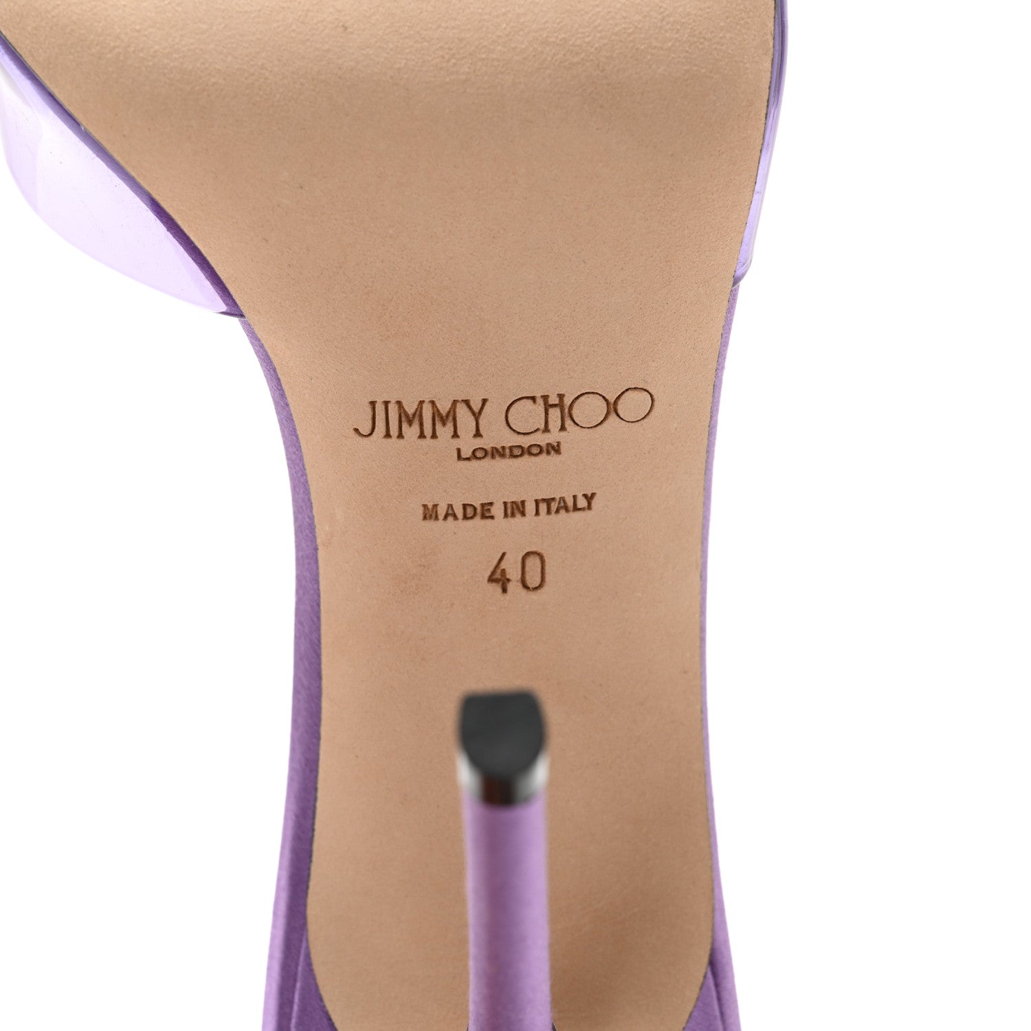 Jimmy Choo Satin PVC Crystal Saeda 100 Sandals 40 Wisteria 7 of 12