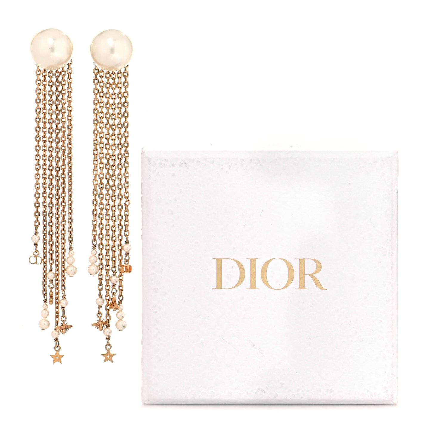 Pearl Chain Tribales Drop Earrings Gold