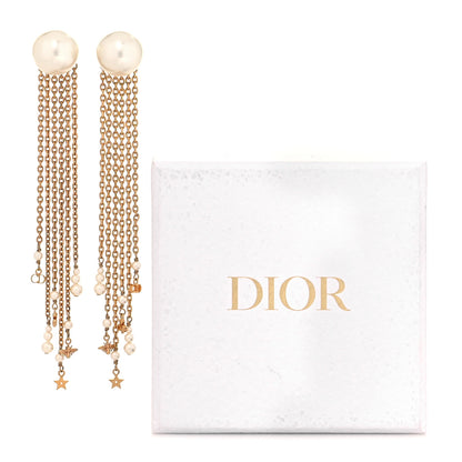 Christian Dior Pearl Chain Tribales Drop Earrings Gold 5 of 5