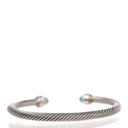 David Yurman Sterling Silver Diamond Turquoise 5mm Cable Classics Bracelet 3 of 5