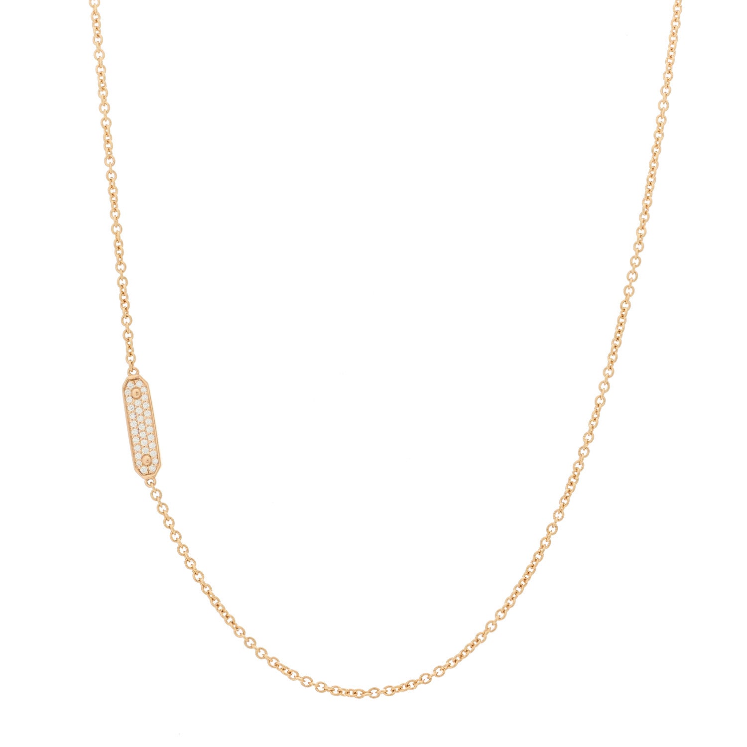 Tiffany 18K Rose Gold Diamond Tag Chain Necklace 1 of 7