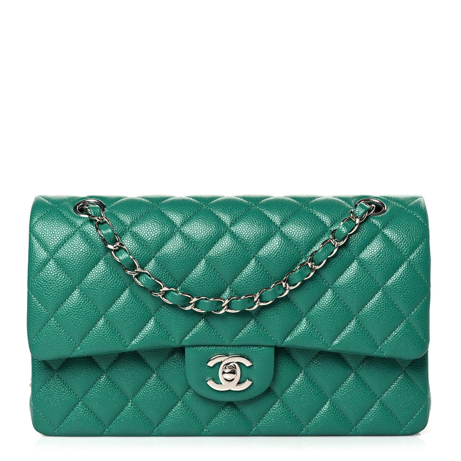 Chanel Caviar Quilted Medium Double Flap Green 1 of 10