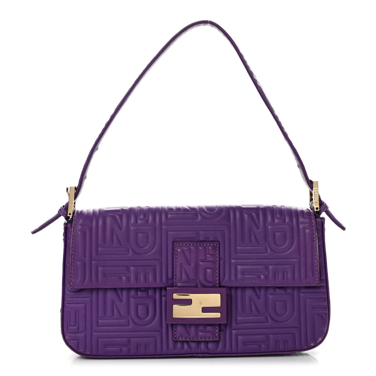 Nappa Logo Embossed Baguette Purple