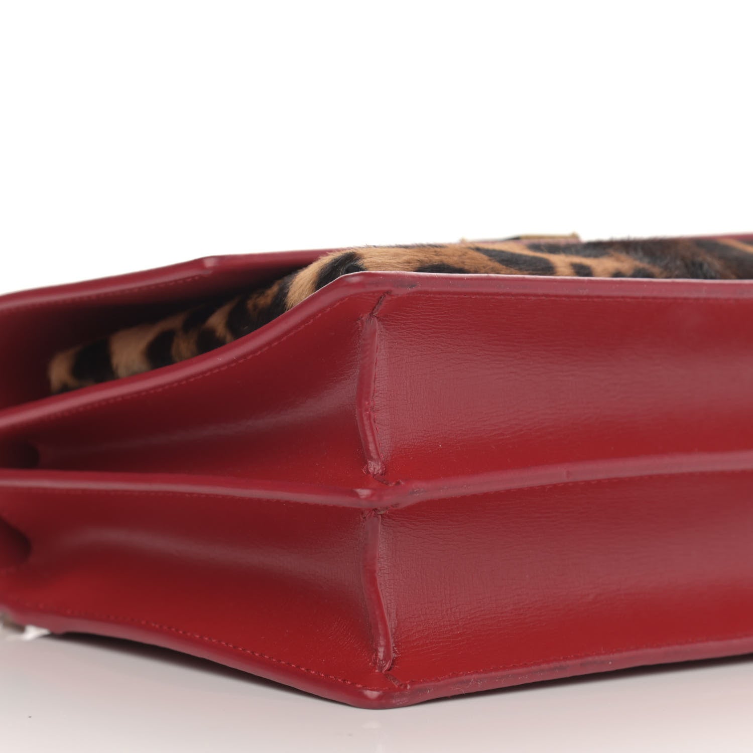 Saint Laurent Pony Hair Calfskin Leopard Print Medium Monogram Sunset Red 10 of 11