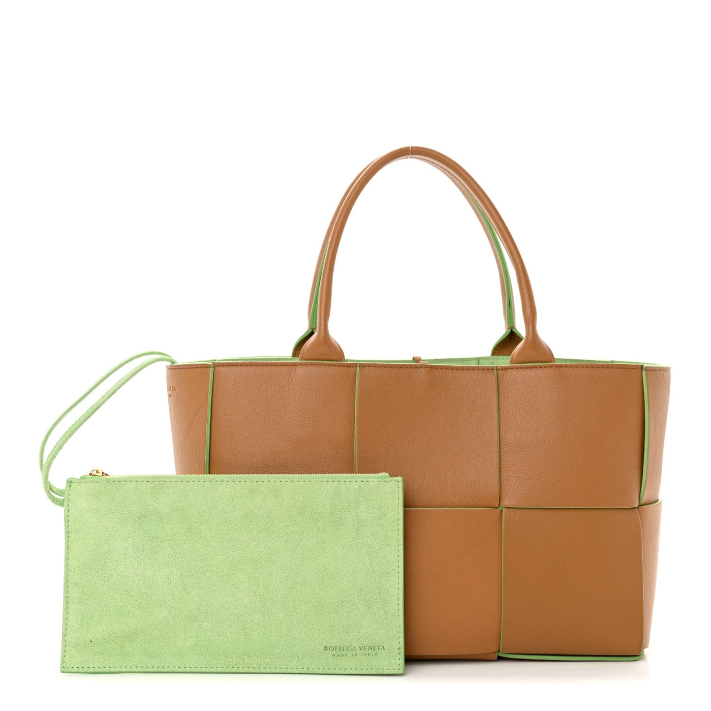 Nappa Intrecciato Small Arco Tote Carmel Pistachio
