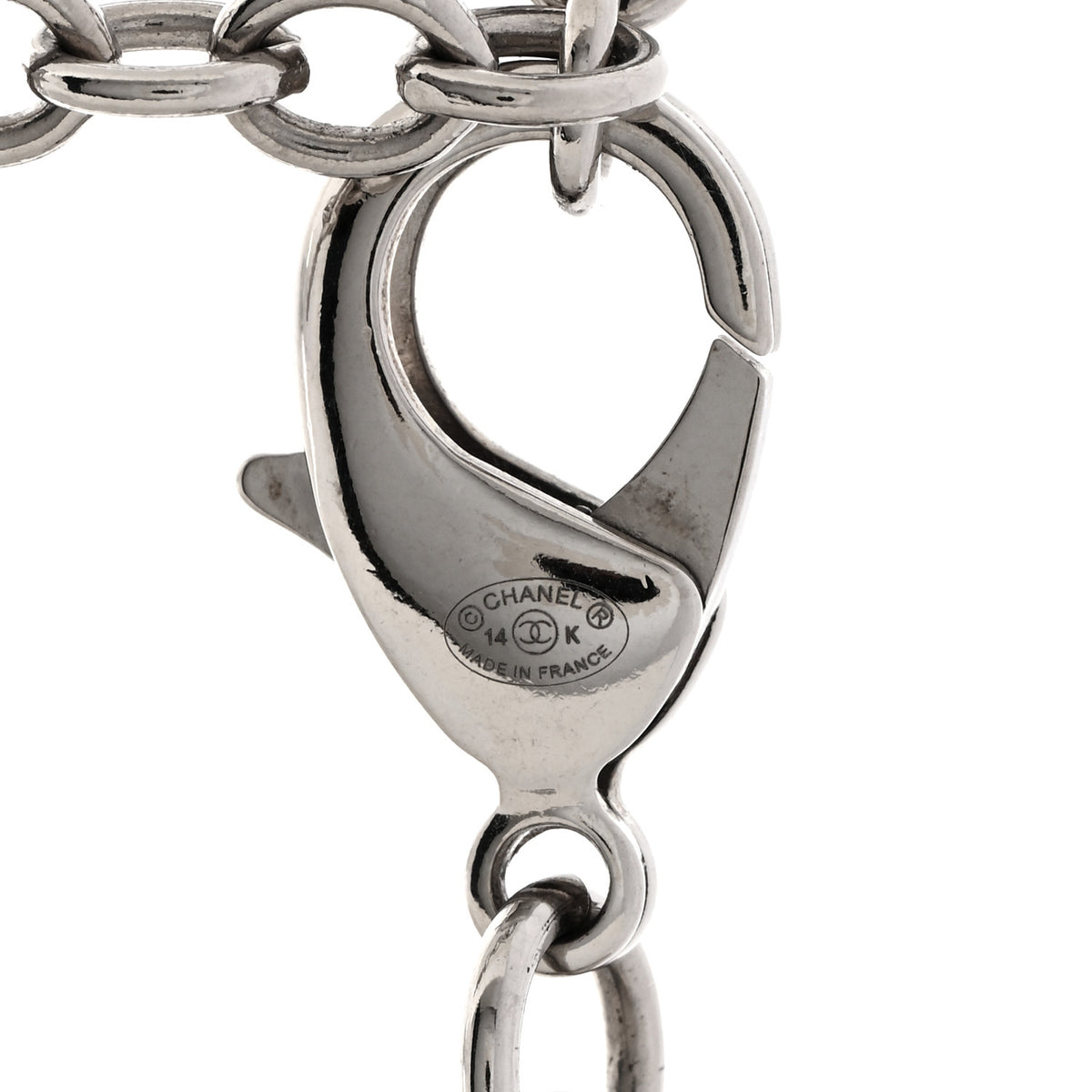 Resin CC Oversized Padlock Chain Necklace Silver Pearly White Silver Pearly White