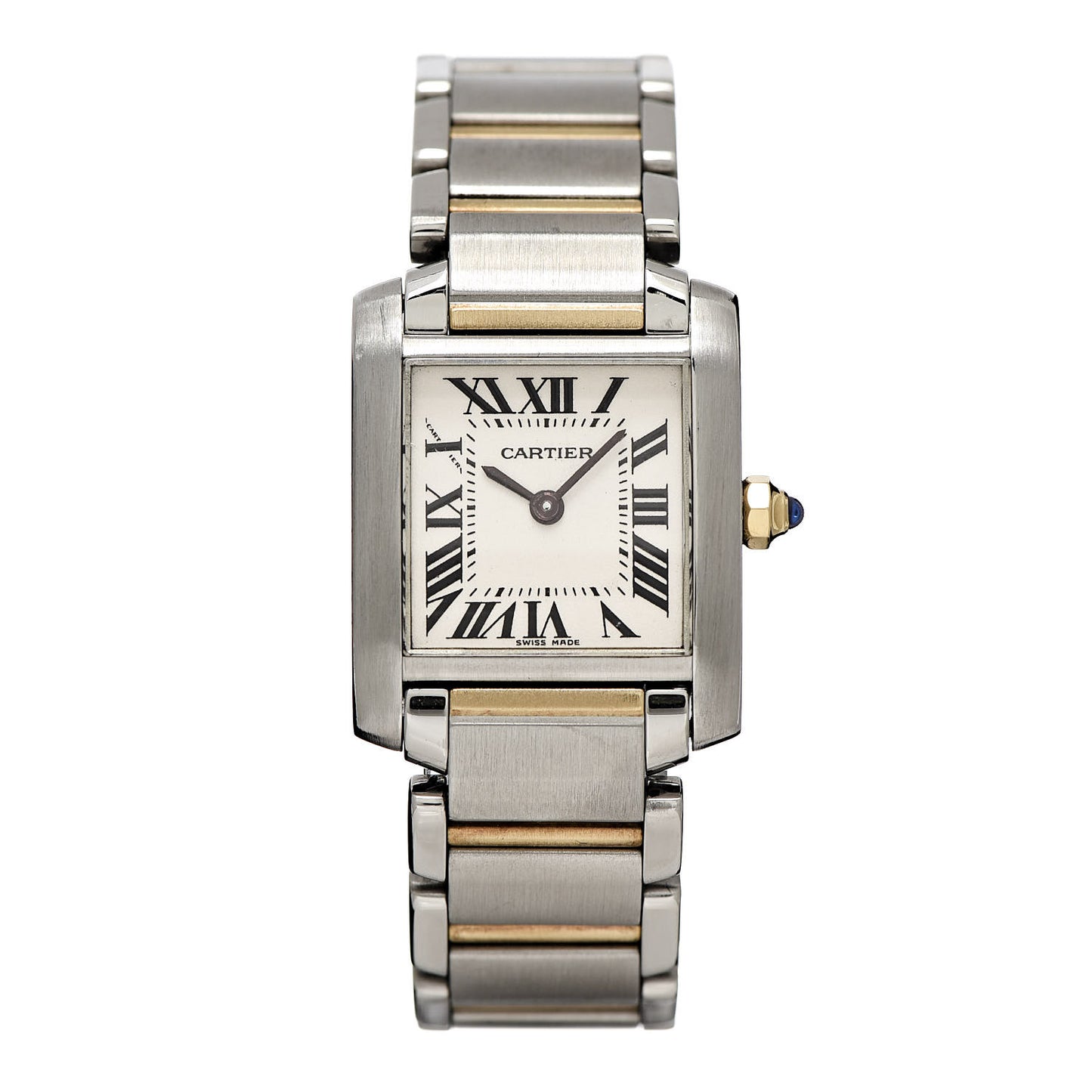 Stainless Steel 18K Yellow Gold 20mm Tank Francaise Quartz Watch