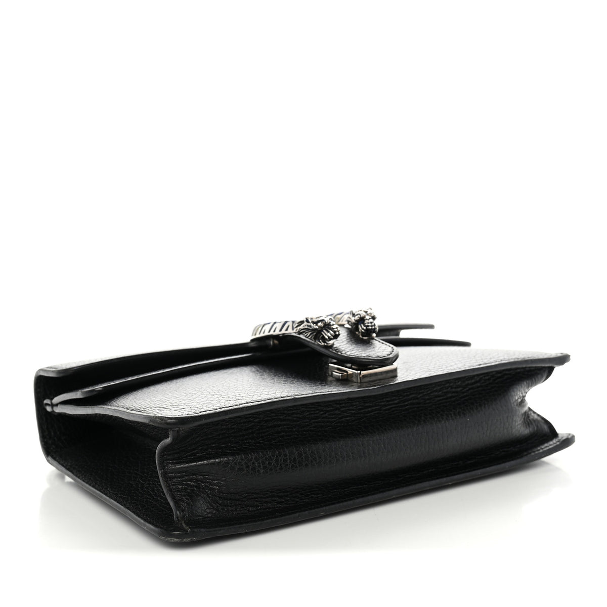 Dollar Calfskin Enamel Small Dionysus Shoulder Bag Black Electric Blue