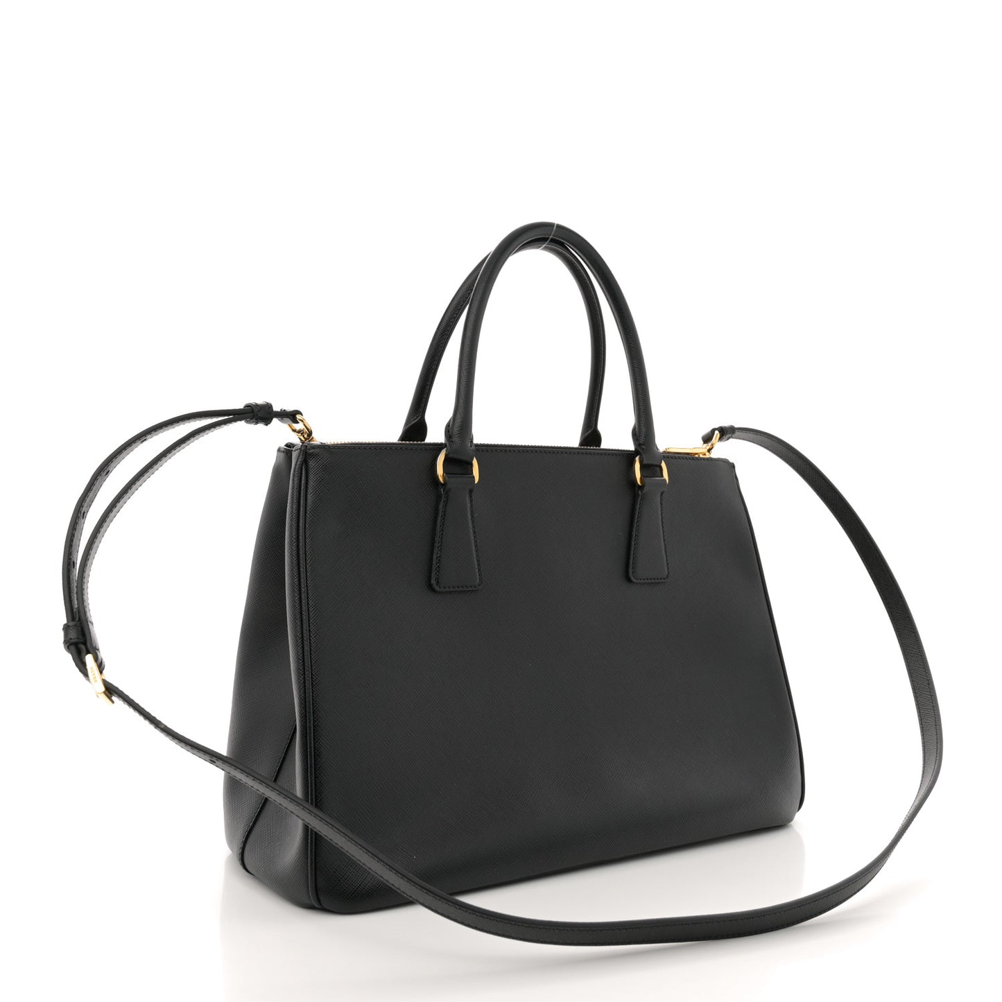 Saffiano Lux Large Galleria Double Zip Tote Black