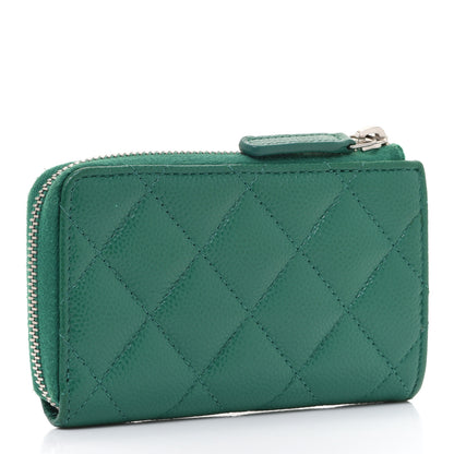 Chanel Caviar Quilted Zipped Key Holder Case Green 3 of 8