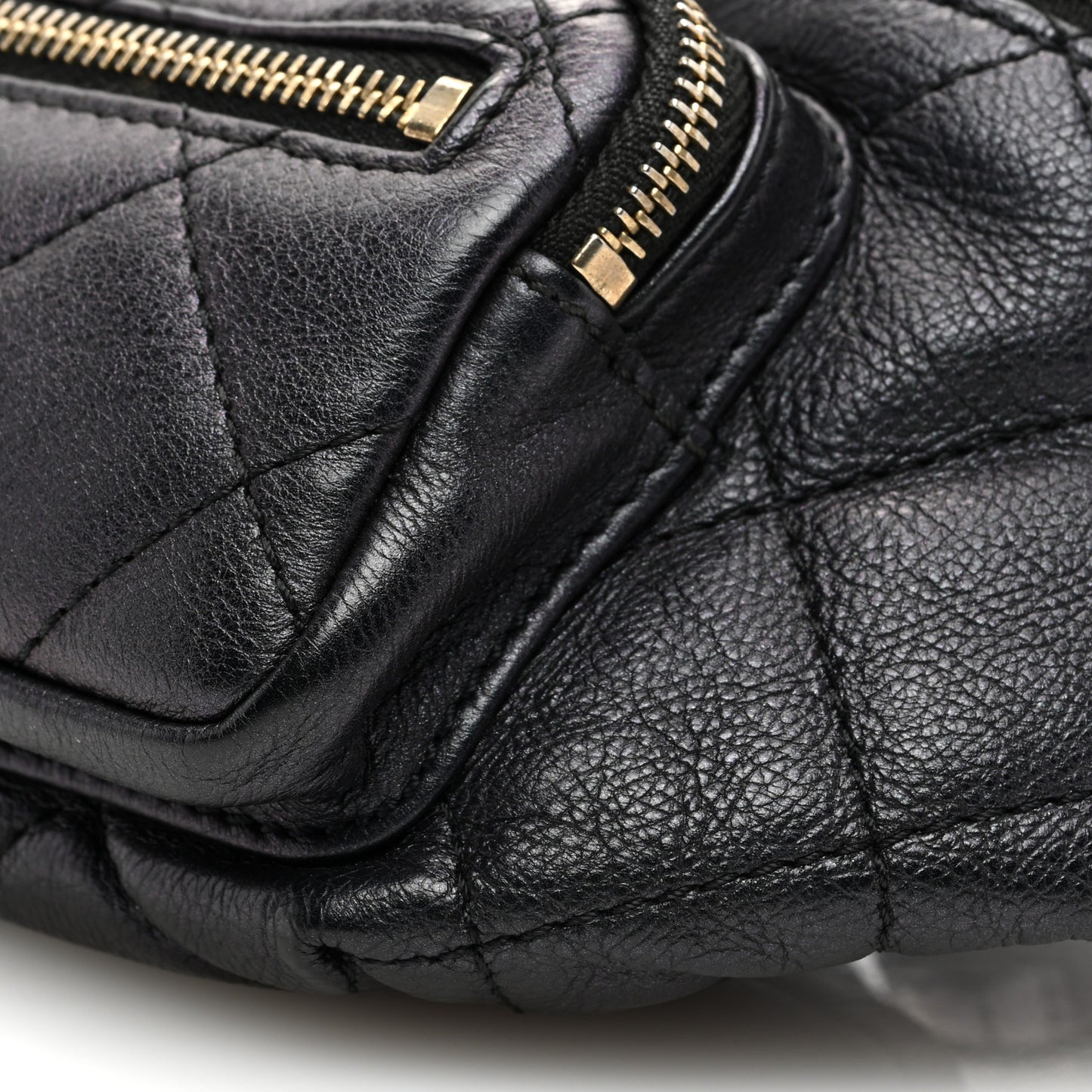 Iridescent Calfskin Quilted All About Waist Belt Bag Black