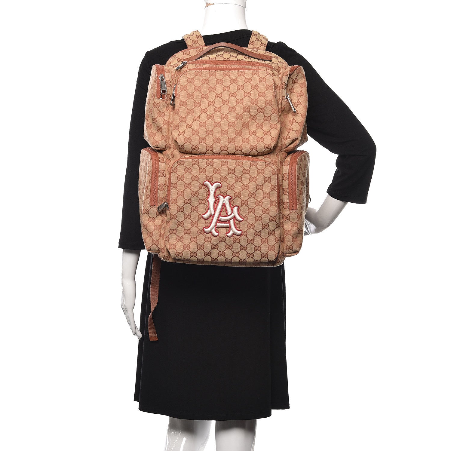 Gucci X MLB GG Monogram LA Dodgers Large Backpack Beige Ruggine Ivory 2 of 11