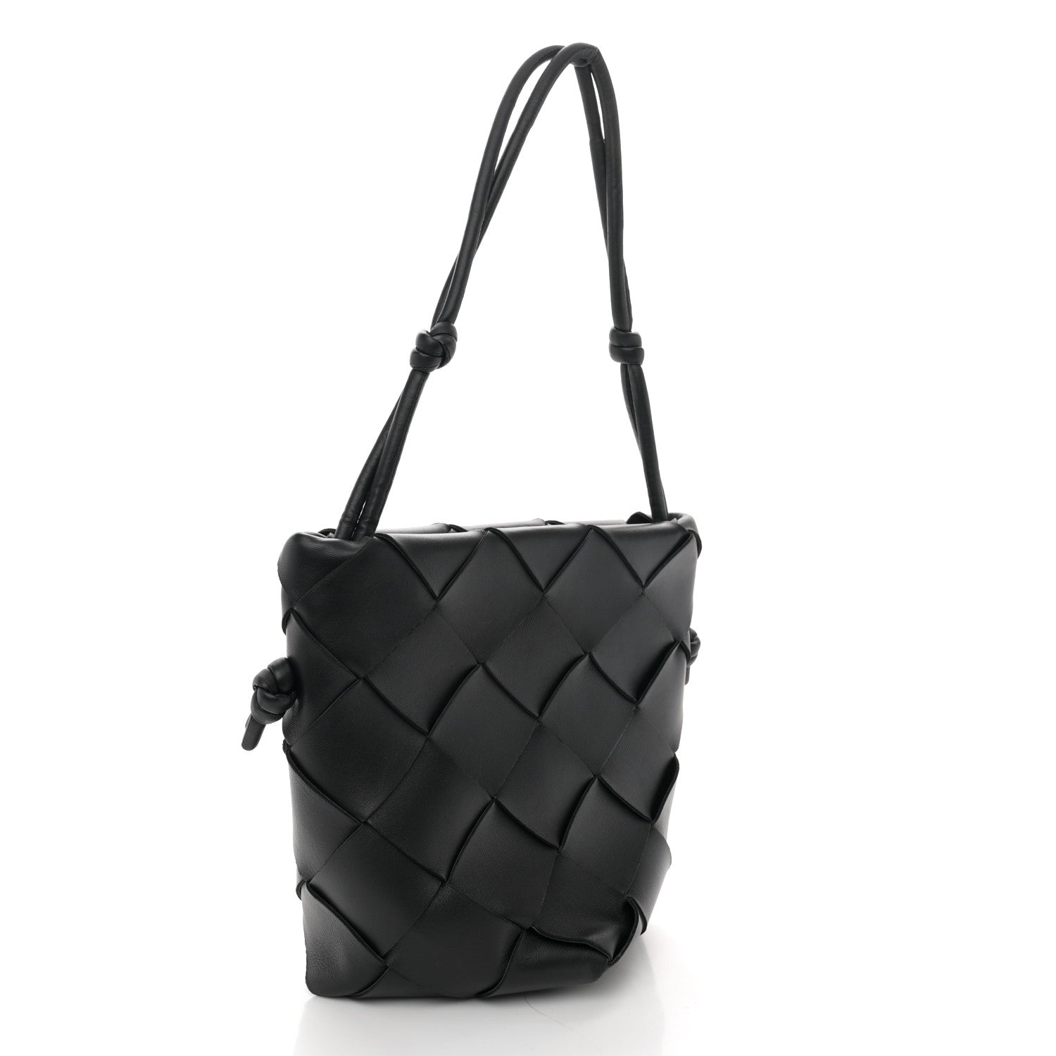 Bottega Veneta Nappa Maxi Intrecciato Clasp Bucket Bag Black 3 of 10