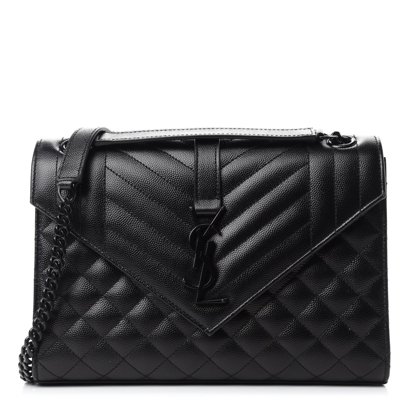 Grain De Poudre Textured Mixed Matelasse Triquilt Medium Monogram Satchel Black