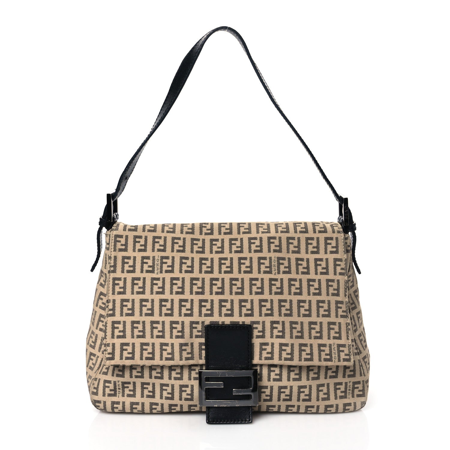 Fendi Zucchino Vitello Mama Baguette Beige Black 1 of 10
