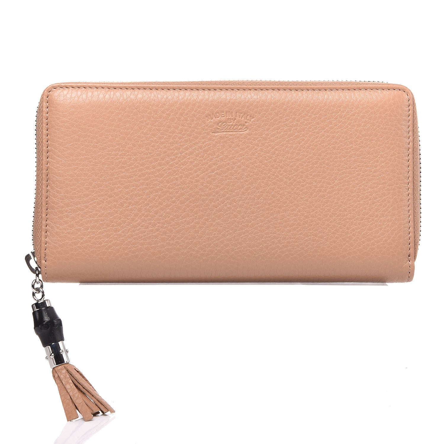 Gucci Cellarius Calfskin Bamboo Tassel Zip Around Wallet Camelia 1 of 9