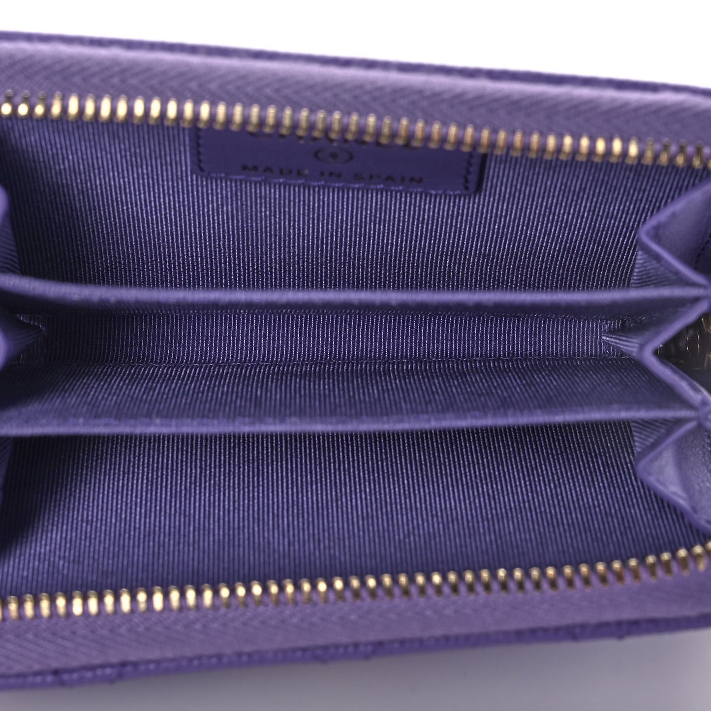 Caviar Quilted Zip Around Coin Purse Wallet Purple