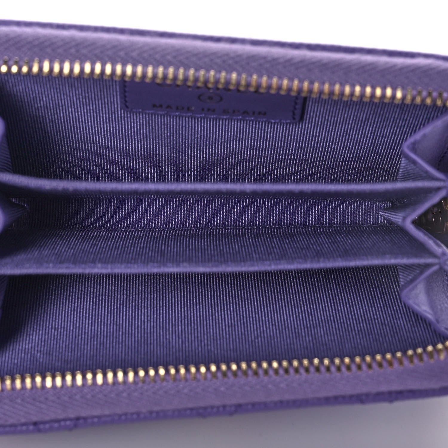 Chanel Caviar Quilted Zip Around Coin Purse Wallet Purple 5 of 10