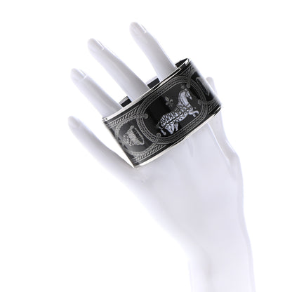 Hermes Enamel Printed Grand Apparat Extra Wide Bracelet 62 Black 2 of 5