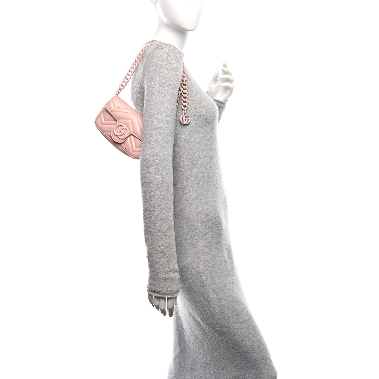 Calfskin Matelasse Monochrome GG Marmont Chain Belt Bag Perfect Pink