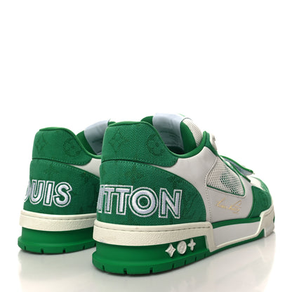 Louis Vuitton Monogram Denim Mens LV Trainer Sneakers 8 Green 4 of 9