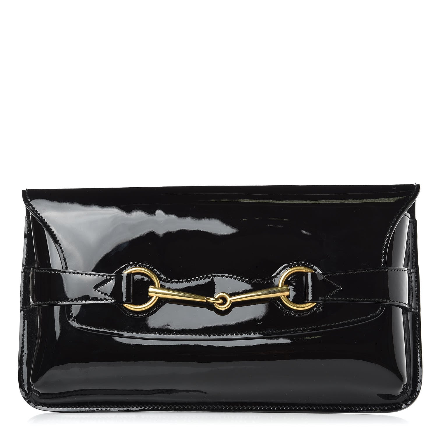 Gucci Patent Large Bright Bit Clutch Black 1 of 9