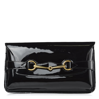 Gucci Patent Large Bright Bit Clutch Black 1 of 9
