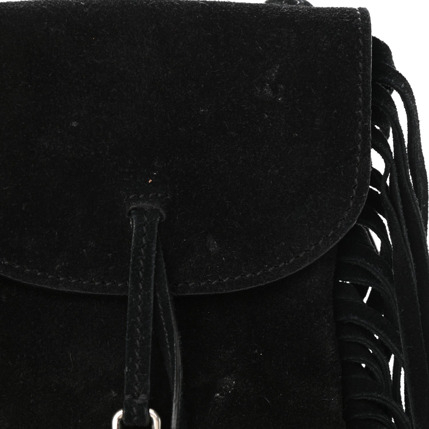 Saint Laurent Suede Fringe Toy Monogram Anita Crossbody Bag Black 11 of 11