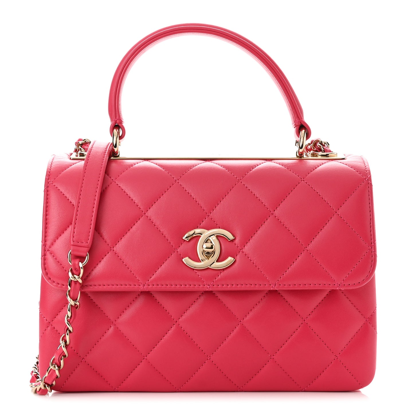 Lambskin Quilted Small Trendy CC Flap Dual Handle Bag Pink