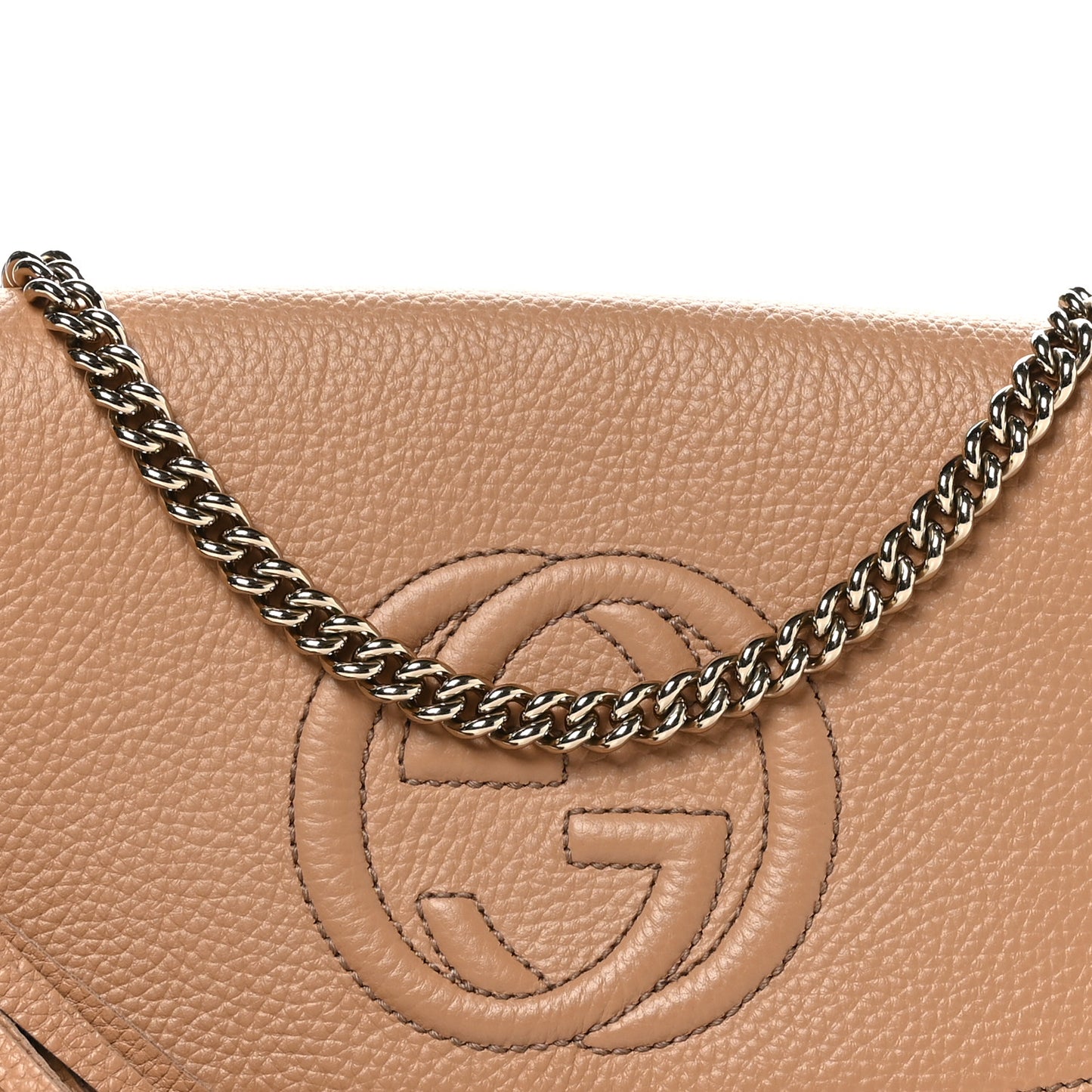 Pebbled Calfskin Medium Soho Flap Crossbody Camelia