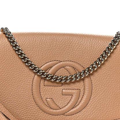 Gucci Pebbled Calfskin Medium Soho Flap Crossbody Camelia 8 of 10