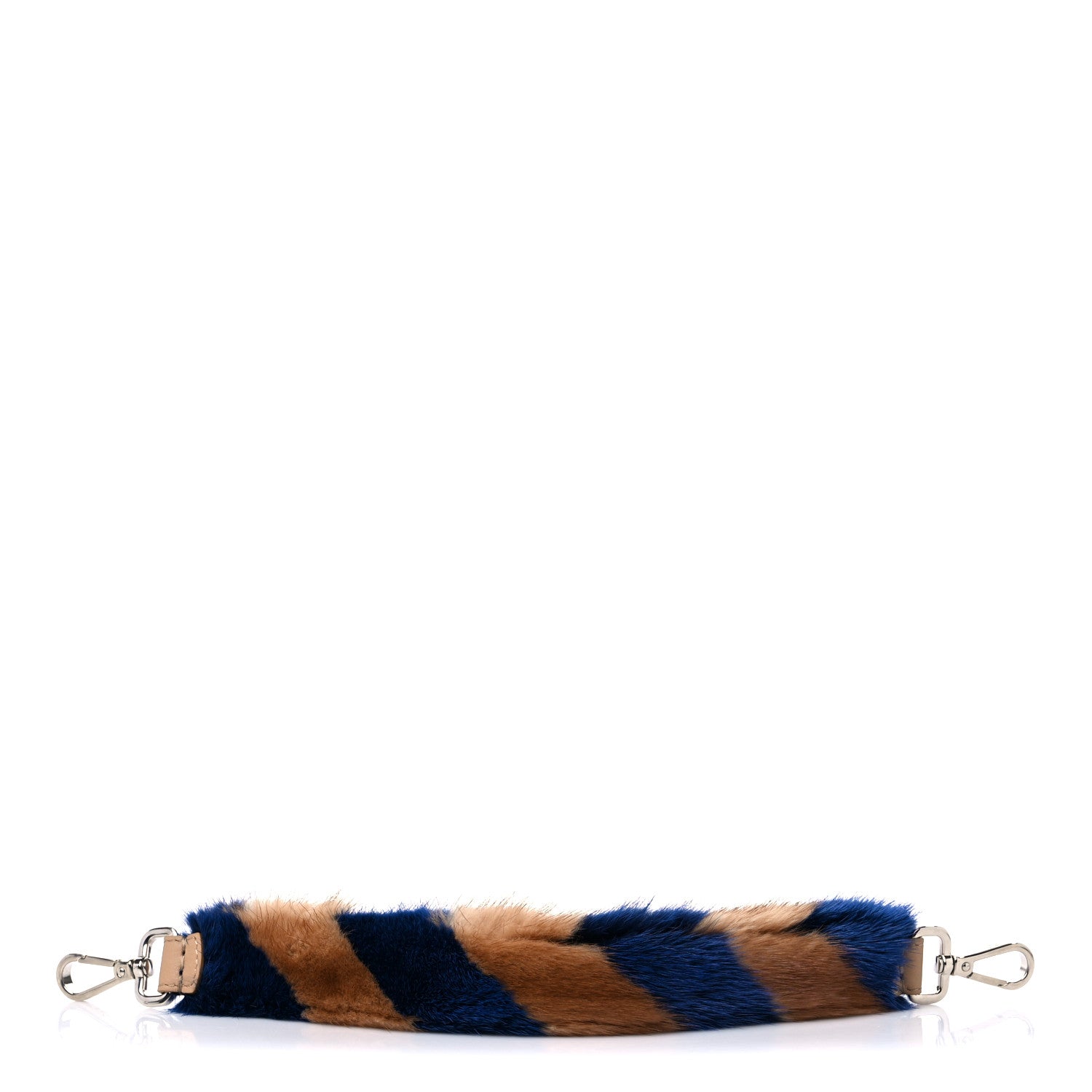 Fendi Vitello Dolce Mink Fur Pequin Mini Strap You Tobacco Blue 1 of 4