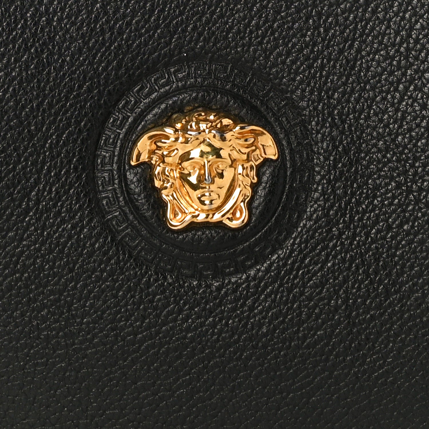 Versace Grained Calfskin Medusa Wristlet Pouch Black 7 of 10