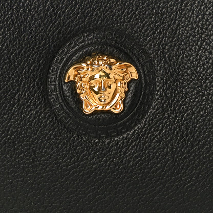 Versace Grained Calfskin Medusa Wristlet Pouch Black 7 of 10